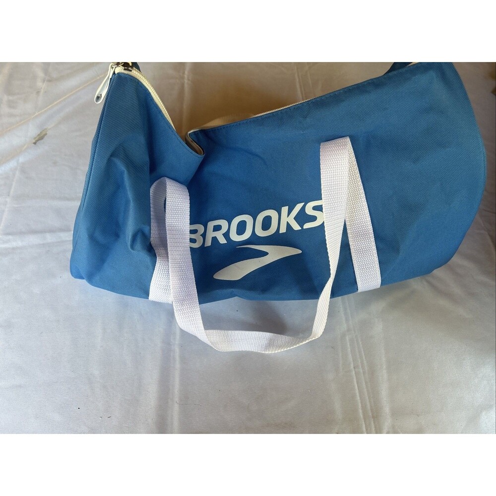Brooks Running Gym Duffel Bag Vintage Style Blue Canvas Track Field Small Med